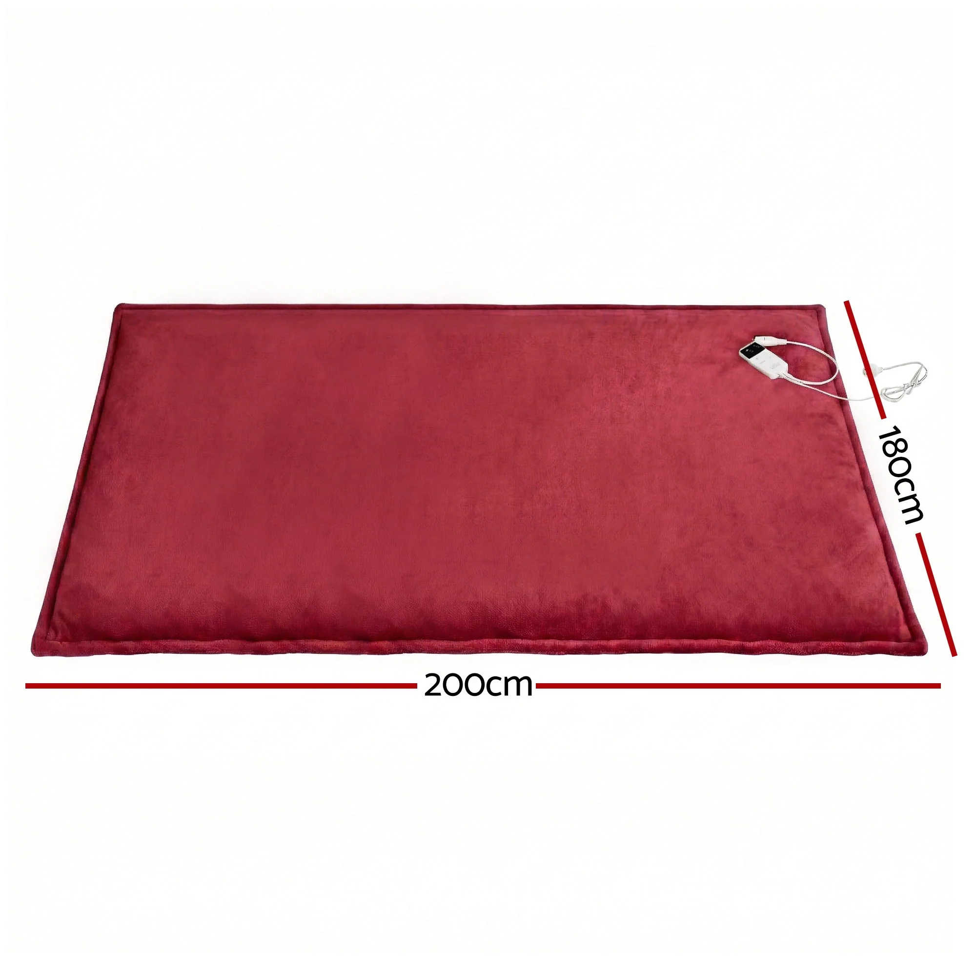 Giselle Electric Throw Rug Double Size 200x180cm Fleece Flannel Heated Blanket Burgundy - Image 2