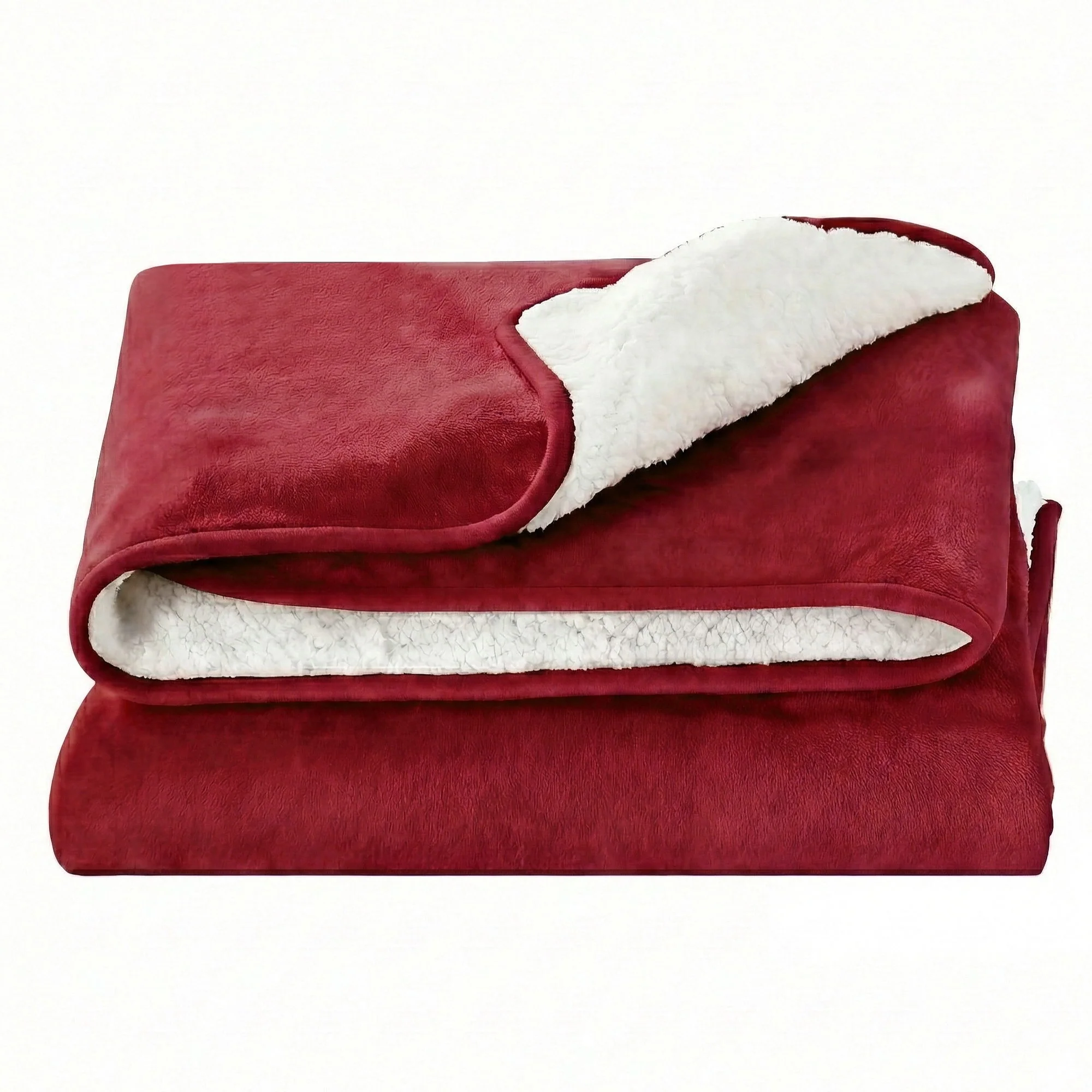 Giselle Electric Throw Rug Double Size 200x180cm Fleece Flannel Heated Blanket Burgundy - Image 3