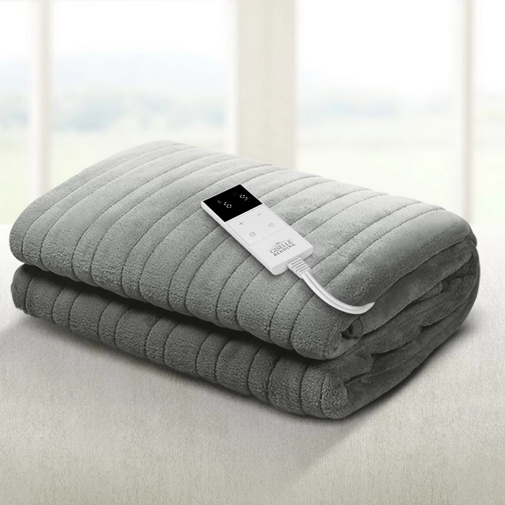 Giselle Electric Throw Rug Heated Blanket Fleece Grey - Image 11
