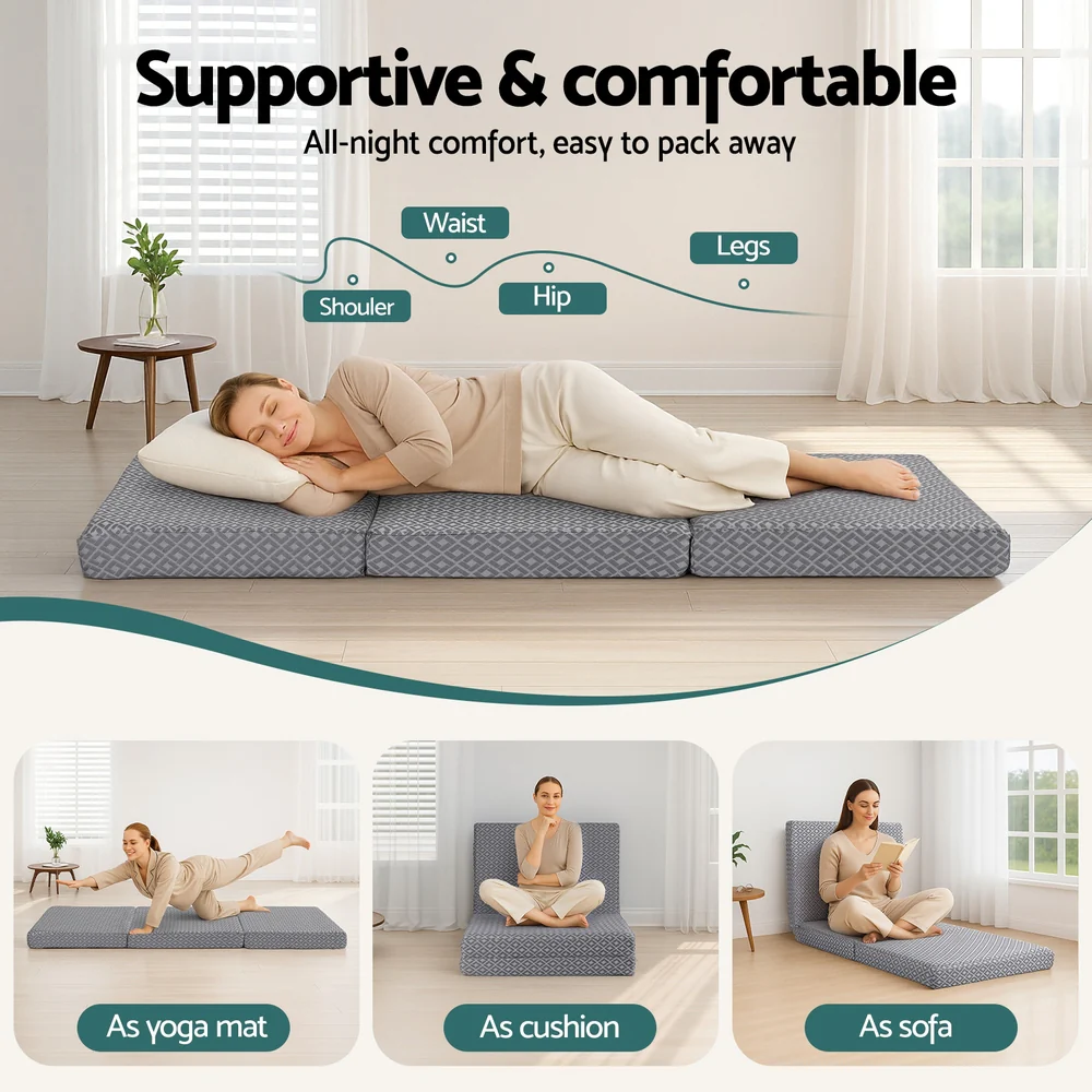 Giselle Foldable Mattress Folding Sofa Bed Trifold Memory Foam Camping Cushion Mat - Image 4