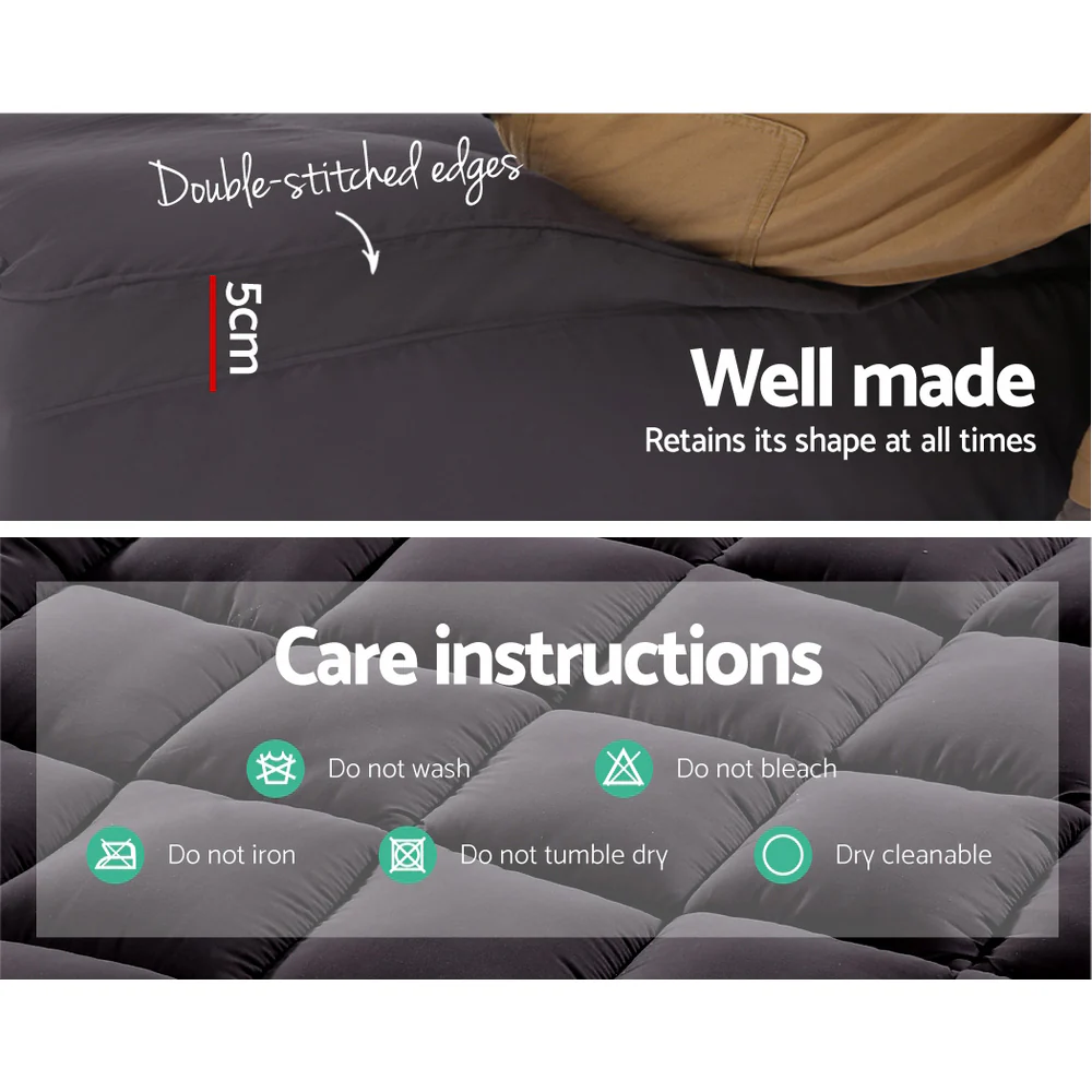 Giselle Bedding Mattress Topper Pillowtop Bamboo Charcoal King Single - Image 3