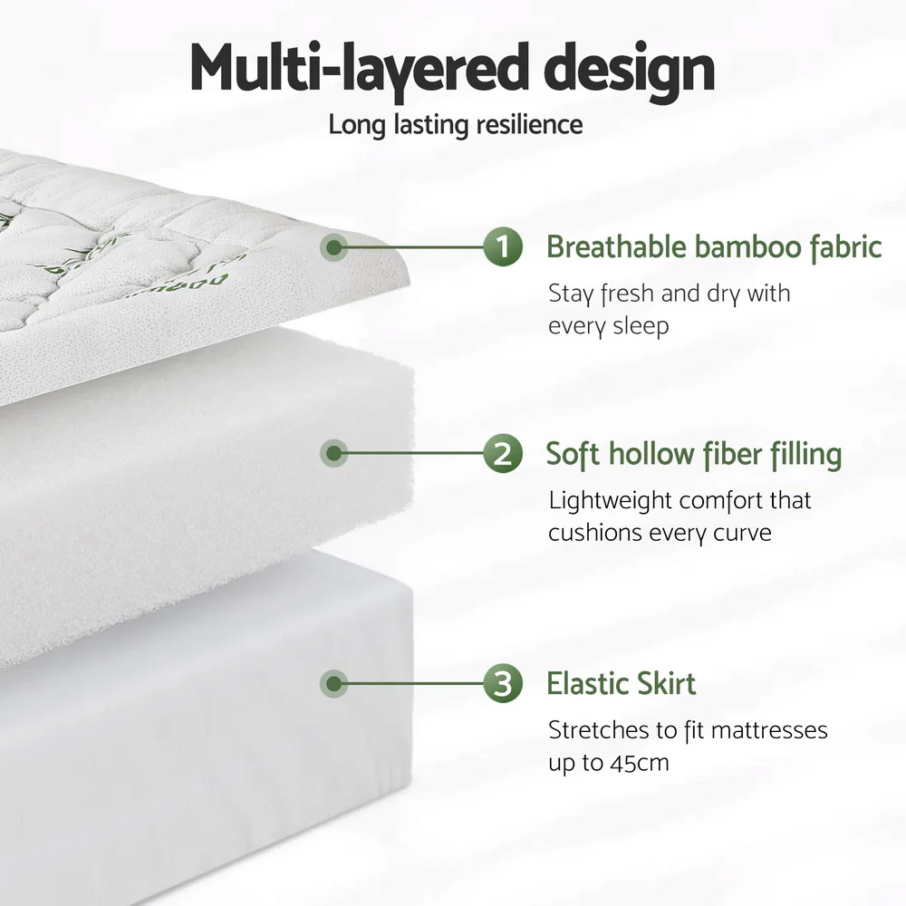 Giselle Mattress Topper 5cm Pillowtop toppers Bamboo King - Image 5