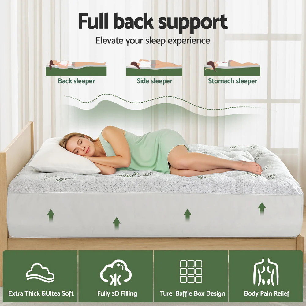 Giselle Mattress Topper 5cm Pillowtop toppers Bamboo Queen - Image 4