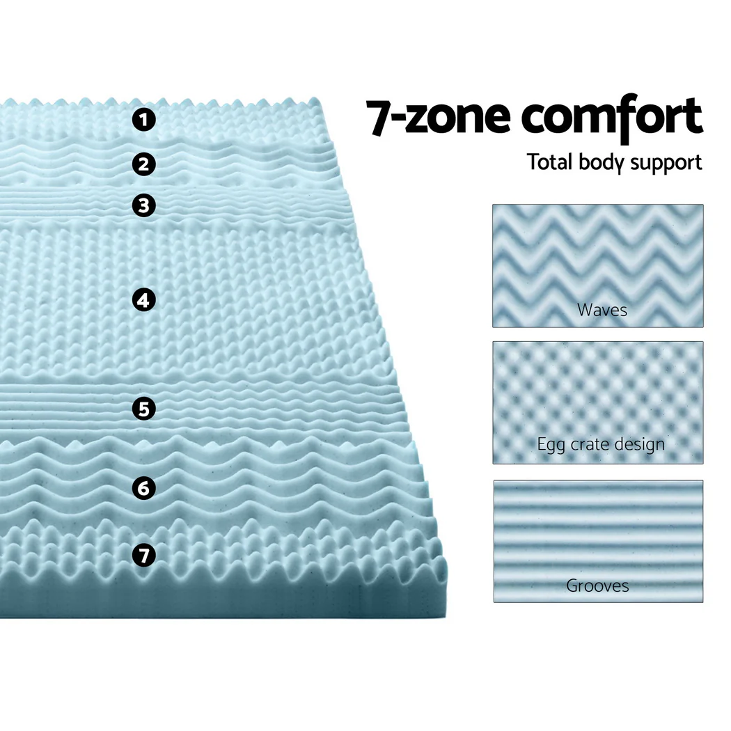 Giselle Memory Foam Mattress Topper 7-Zone 8cm King Single - Image 5
