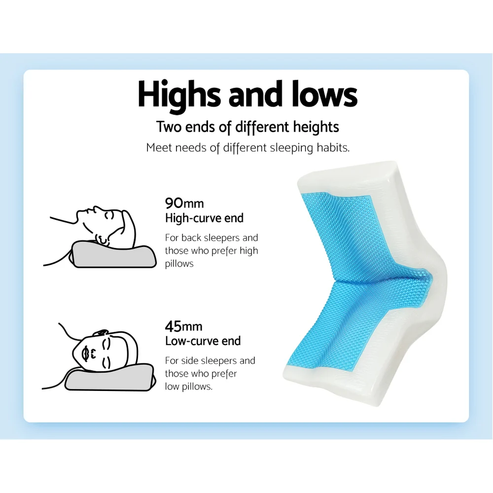 Giselle Cervical Pillow Memory Foam Contour Pillow Neck Support Cool Gel - Image 5