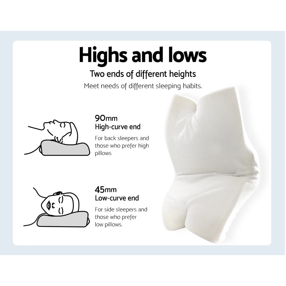 Giselle Memory Foam Pillow Neck Cervical Butterfly Ergonomic Support Grey - Image 4