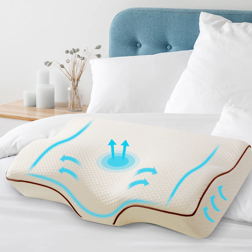 Giselle Memory Foam Pillow Neck Cervical Butterfly Ergonomic Support White - Image 2