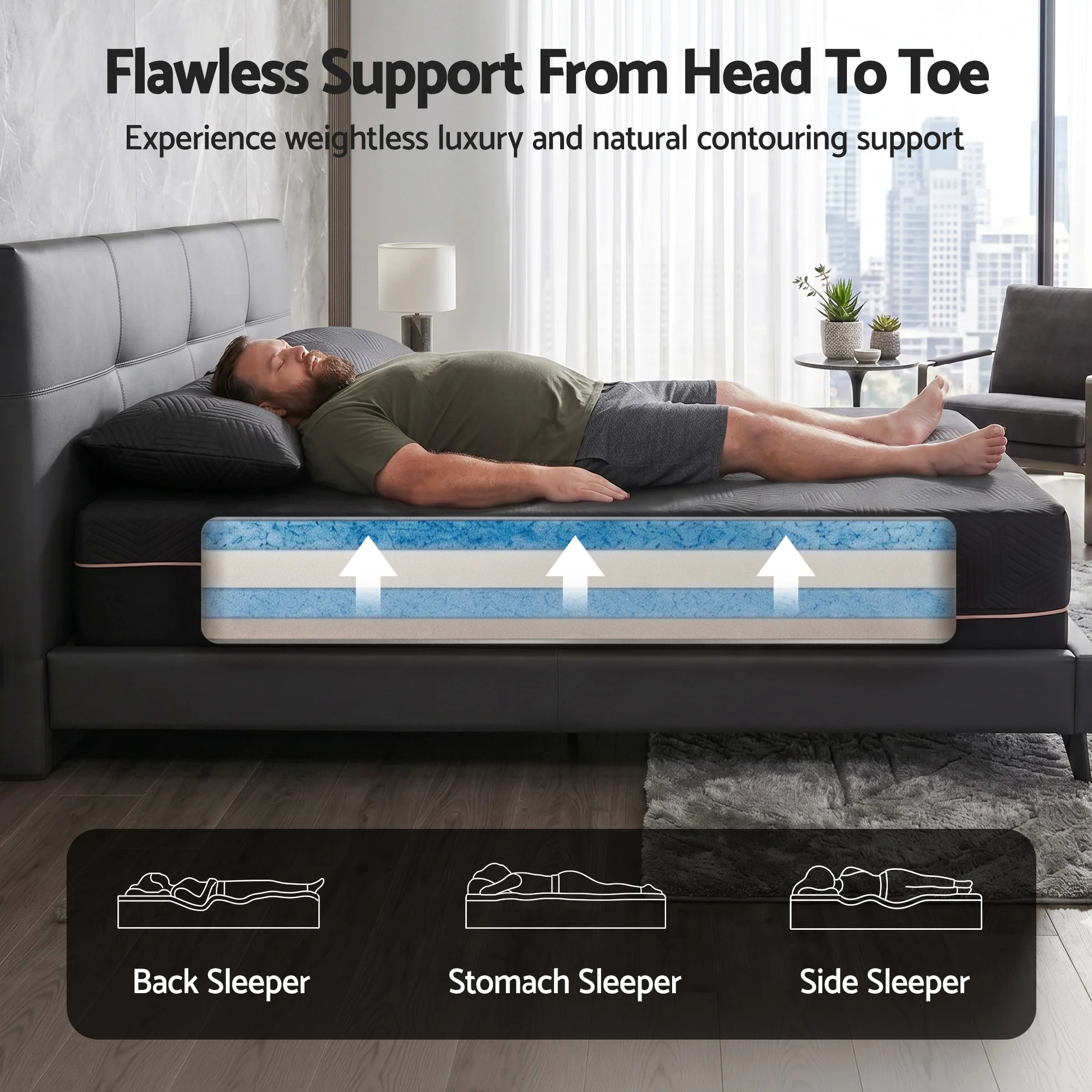 Giselle Queen Cooling Memory Foam Mattress Medium Firm with Gel Comfort 30cm - Image 6
