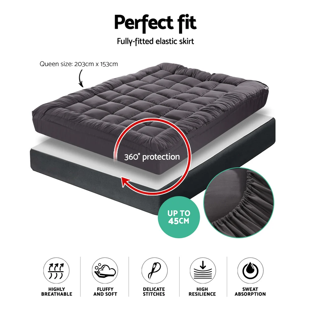 Giselle Bedding Mattress Topper Pillowtop Bamboo Charcoal Queen - Image 8