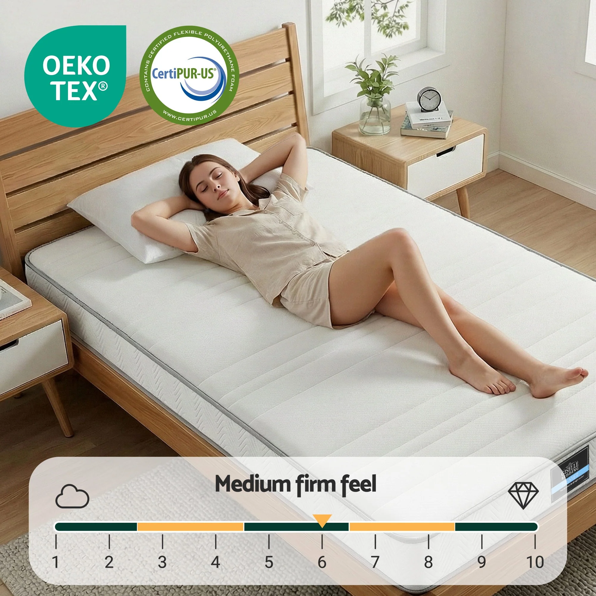 Giselle Single Mattress 20cm with Reinforced Edge Support Egg-Crate Foam - Image 6