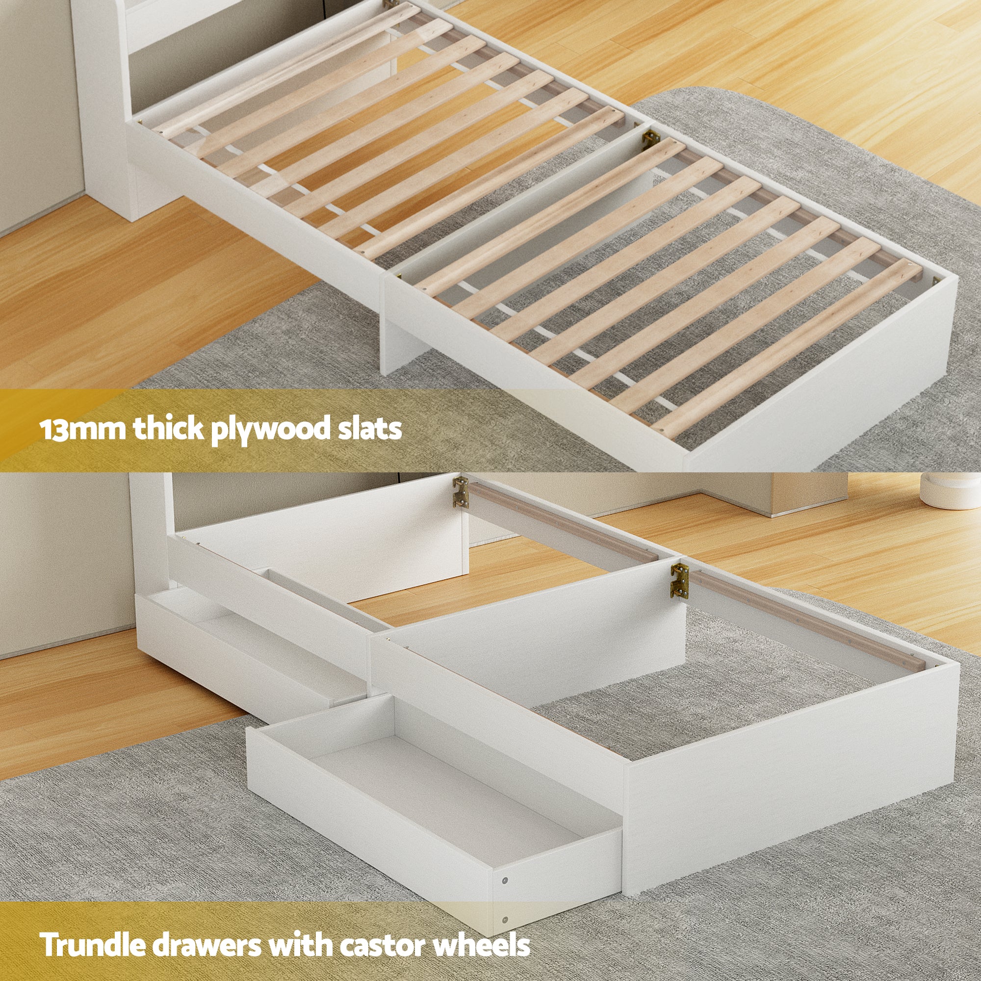 Giselle Single Mattress 5-zone Pocket Spring Mattresses with Artiss Wooden Storage Bed Frame Set - Image 6