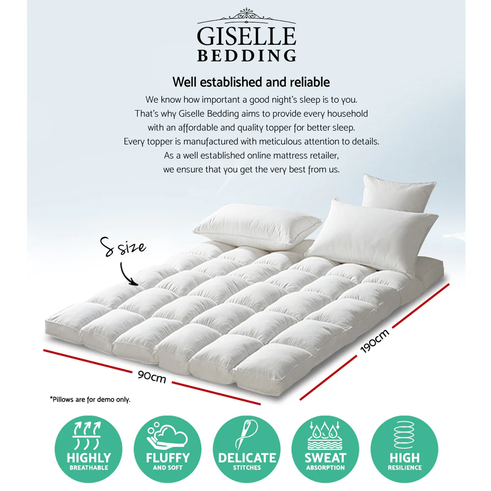 Giselle Bedding Mattress Topper Pillowtop Protector Pad Single - Image 7