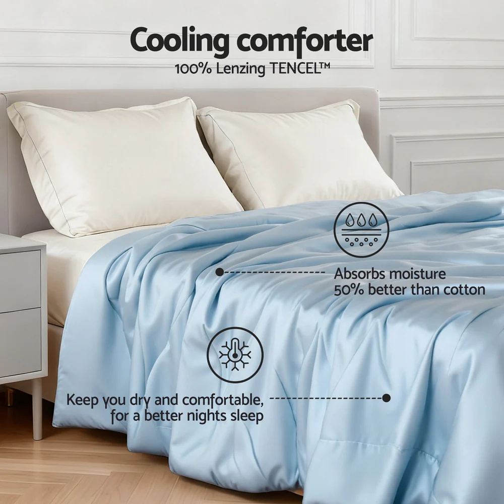 Giselle Tencel Quilt 200GSM Summer Quilts Comforter Doona Light Weight Soft Throw Blanket Double - Image 3