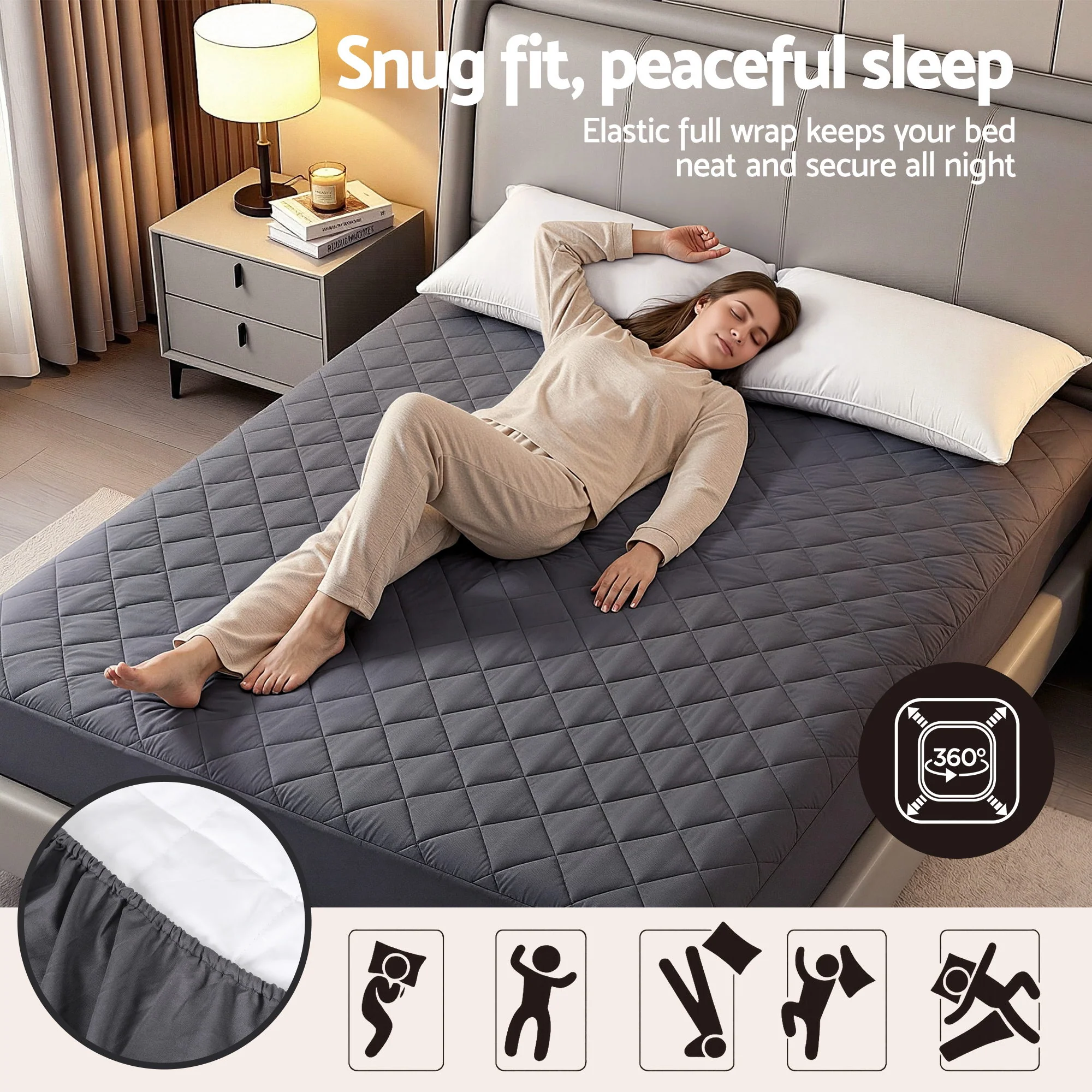 Giselle Water-Resistant Mattress Protector Microfiber 360? Fit King - Image 6