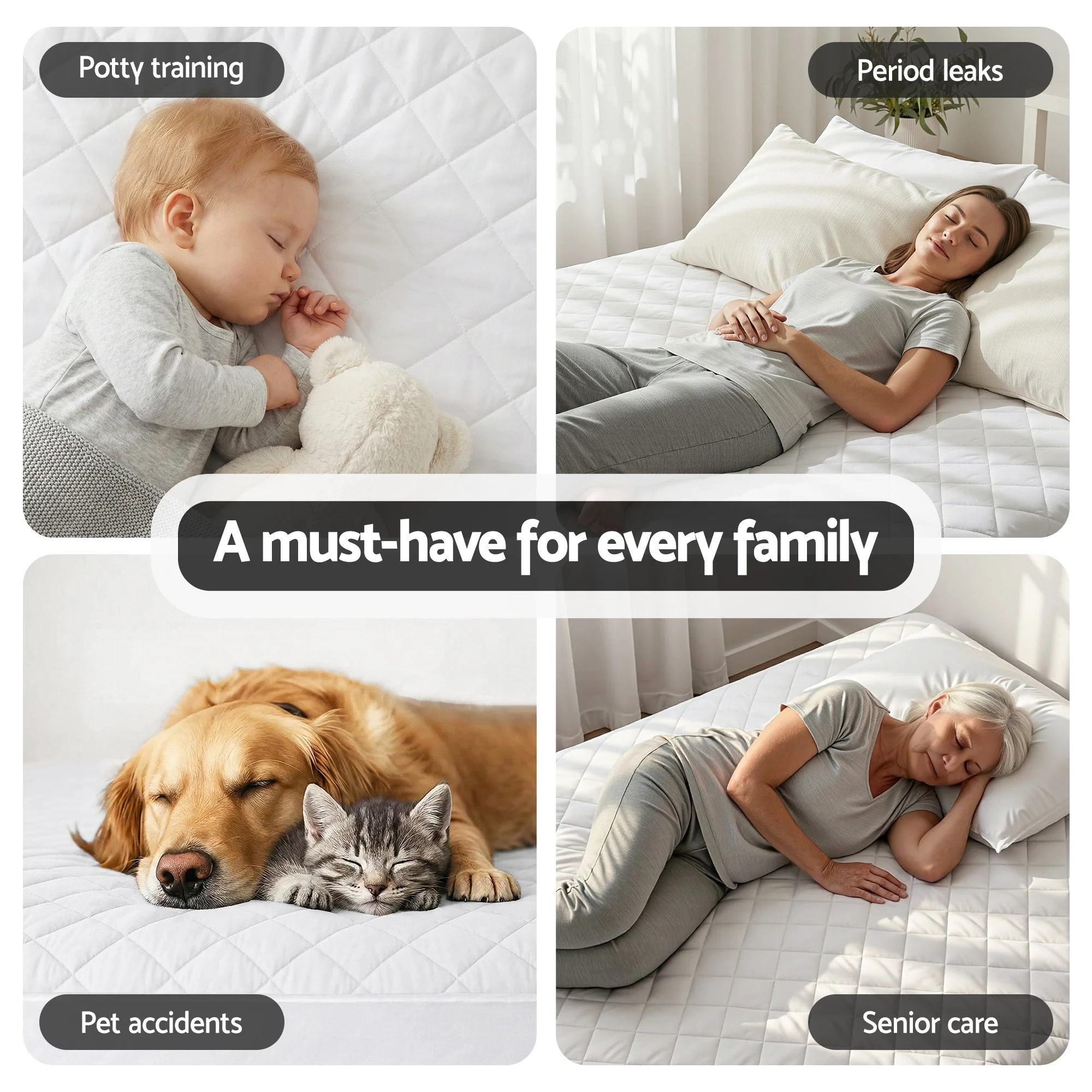Giselle Waterproof Mattress Protector 100% Cotton Quilted Fitted Cover Single - Image 8